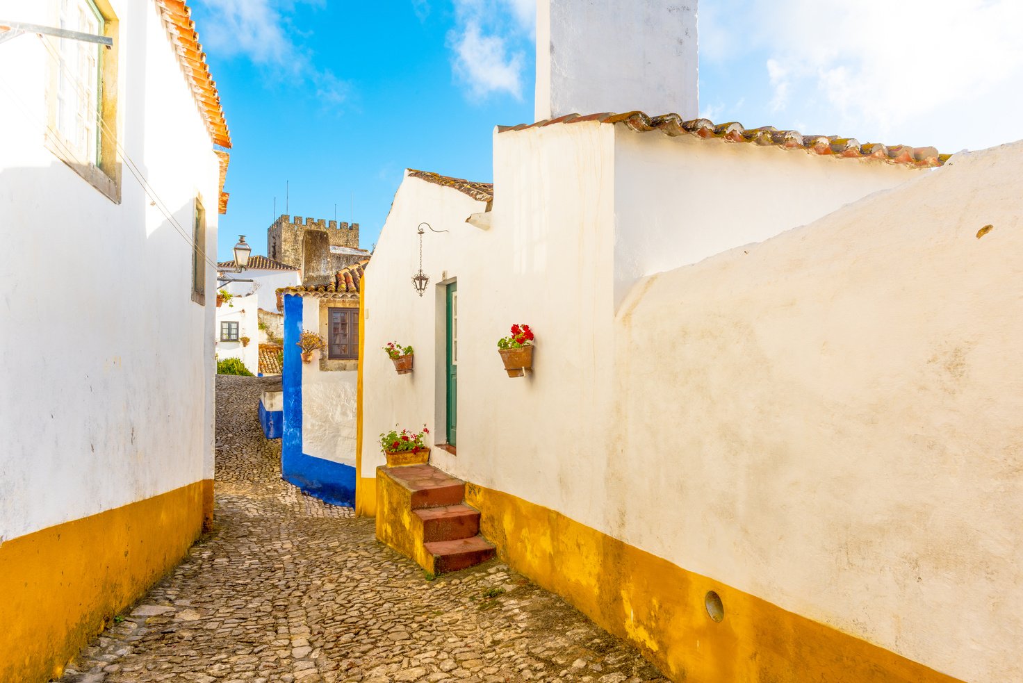 Obidos Portugal.  view of Obidos, Obidos is an ancient medieval Portuguese village, from the 11th century, still inside castle walls. Obidos, Portugal.